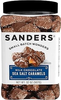 Milk Chocolate Sea Salt Caramels (32 oz Tub) – Handcrafted Small Batch Slow Cooked Caramel, Sea Salt Chocolate with Rich Indulgent Flavor, Sweet & Salty