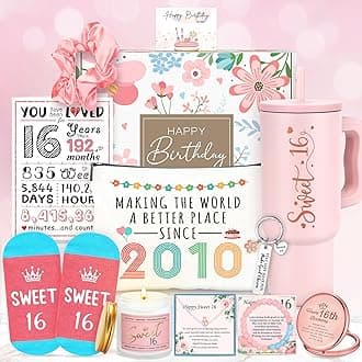 Sweet 16 Gifts for Girls Happy 16th Birthday Gifts for Girls Sweet Sixteen Gift for 16 Year Old Girl Trendy 2026 Pink 16 Year Old Girl Birthday Gift Ideas 16th Decoration for Granddaughter, Daughter