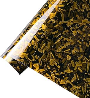Lypumso Yellow Forged Carbon Fiber Vinyl Wraps, High Gloss Wraps Car DIY Decal Films Sheets with Air Release Technology, Vehicle Interior Exterior Waterproof Protection Stickers 1ft x 5ft
