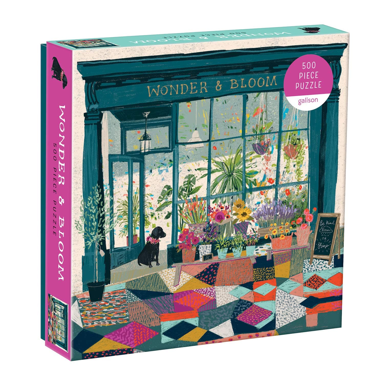 Galison Wonder & Bloom Puzzle, 500 Pieces, 20”x20” – Brightly Colored Scene of a Welcoming Local Plant Shop – Challenging, Perfect for Family Fun, Multicolor