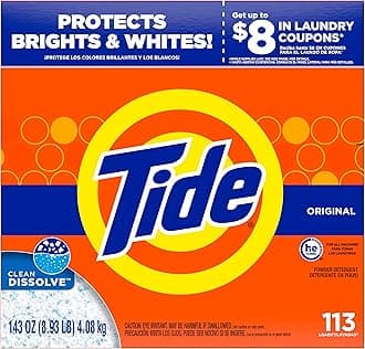Tide Original HE Turbo Powder Laundry Detergent, 113 Loads, 143 Oz