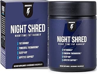 InnoSupps Night Shred Fat Burner and Natural Sleep Support | Ashwaganda, 5-HTP, CLA, Melatonin | Appetite Suppressant | Weight Loss Support Nighttime Fat Burning (60 Vegetarian Capsules)