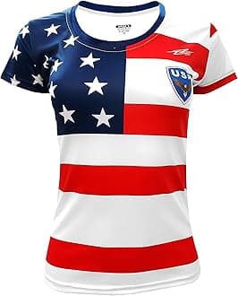 ARZA Women’s USA Patriotic Soccer Jersey – Short Sleeve Athletic Fit Shirt, 100% Polyester