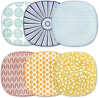 Selamica Porcelain Small Plates - 6 Inch Dessert, Appetizer & Salad Plates - Microwave & Dishwasher Safe - Set of 6 - Assorted Color