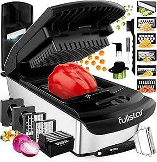 Fullstar The Original Pro Chopper - Vegetable Chopper and Spiralizer, Food Chopper with Container, Fruit Slicer, Kitchen Gadgets & Accessories, Home Essentials (14 in 1, Silver)