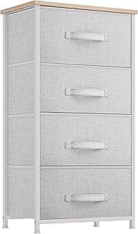 4-Drawer Fabric Dresser, Dresser for Bedroom, Living Room, Hallway, Closet(White)