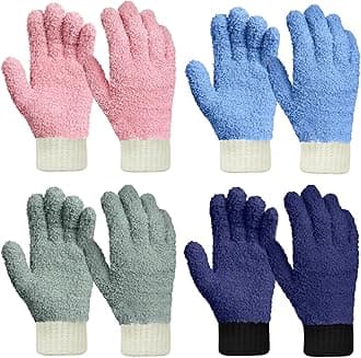 MIG4U Microfiber Dusting Gloves Washable Reusable Cleaning Mittens Gloves Kitchen House Cleaning Car Blinds Multicolor 4 Pairs L/XL