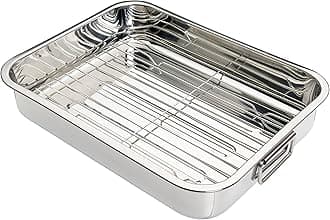KitchenCraft KCRNR35 Stainless Steel Roasting Tin with Rack, Medium, 37 x 28 cm, Silver