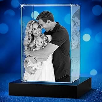 3D Crystal Photo Personalized Portrait - Custom Laser Engraved Crystal Picture, Gift for Mom Wife Family, Mother's Day Birthday Anniversary Memorial Keepsake(Portrait, Large)