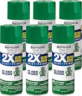 Rust-Oleum 327897-6PK American Accents Spray Paint, 12 oz, Gloss Meadow Green, 6 Pack