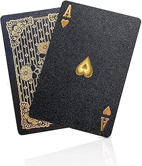 Waterproof Playing Cards Plastic Playing Cards Deck of Cards Gift Poker (Gold Skull)