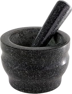 - Cole & Mason 5.5-inch Granite Mortar & Pestle - Unpolished Stone Mortar & Pestle for Kitchen - Small Grinding Bowl for Herbs and Spices - Black, 8 pounds