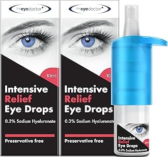 – The Eye Doctor Intensive Dry Eye Drops - Preservative Free Eye Drops for Dry Eyes - Calms Itchy, Sore & Infected Eyes - Contact Lens Friendly - 0.3% Sodium Hyaluronate - 250 Drops per Bottle, 2X 10ml