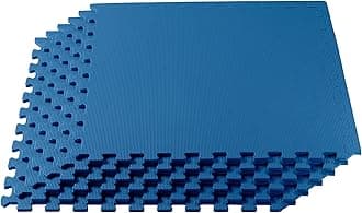 We Sell Mats Blue 48 Sq Ft (12 Tiles + Borders) Foam Interlocking Anti-Fatigue Exercise Gym Floor Square Trade Show Tiles