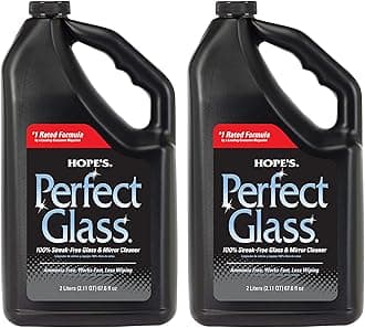 HOPE'S Perfect Glass Cleaner Spray Refill, Streak-Free, Ammonia-Free Window, Mirror, Screen, Tinted Glass, and Shower Door Cleaner, Indoor and Outdoor Glass Surfaces, 67.6 Ounce, Pack of 2