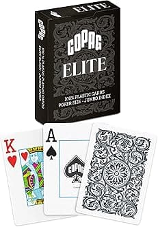 Elite 100% Plastic Playing Cards, Poker Size (Standard) Jumbo Index Single Deck (Black)