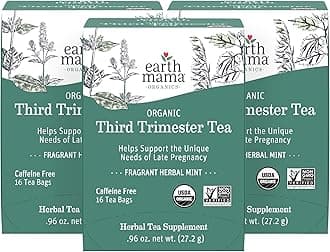 Earth Mama Organic Third Trimester Tea | Herbal Tea for Late Pregnancy Comfort + Childbirth Preparation | 48 Teabags | Caffeine Free & Non-GMO
