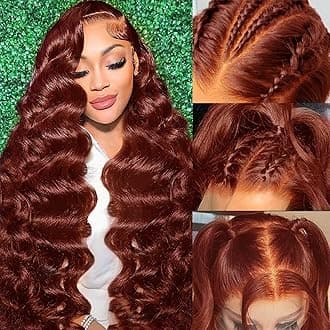 30 Inch Reddish Brown Lace Front Wigs Human Hair 13x6 Body Wave Lace Front Wig 180% Density #33 Glueless Wigs Human Hair with Baby Hair Pre Plucked
