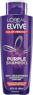 Elvive Color Vibrancy Anti-Brassiness Purple Shampoo for Color Treated Hair, Neutralizes Yellow & Orange Tones, Highlighted Brunette, Blonde & Grey Hair, 6.7 Fl. Oz