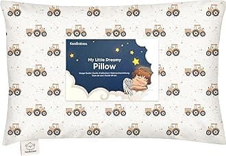 Toddler Pillow with Pillowcase - 13x18 My Little Dreamy Kids Travel Bed Pillows for Sleeping, Organic Cotton Small Pillowcase, Soft & Breathable, Machine Washable, Toddlers 2-5 Years Old (Tractor)