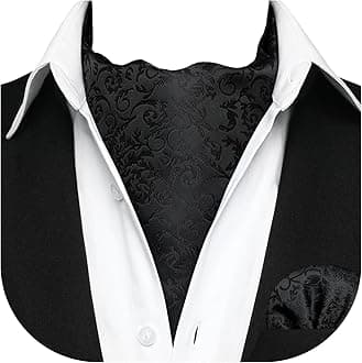 HISDERN Cravat for Men Silk Paisley Mens Cravat and Pocket Square Set Polka Dot Ascot Tie and Handkerchief for Wedding Party Christmas