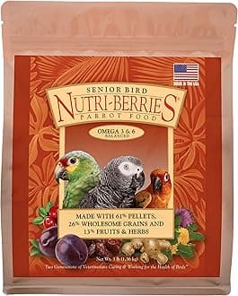 LAFEBER'S Senior Bird Nutri-Berries Pet Bird Food, Made with Non-GMO and Human-Grade Ingredients, for Parrots, 3 lb