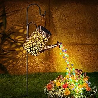 Afootry Solar Watering Can with Lights,Solar Outdoor Garden Decor Waterproof Large Lantern Landscape Lights Outside Decorations for Yard Porch Patio Pathway Party Gardening Christmas Gift(Color Light)