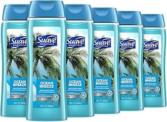 Suave Moisturizing Body Wash, with Ocean Breeze Scent and Vitamin E Extract, No Parabens, No Phtahaltes, 18 Oz Pack of 6