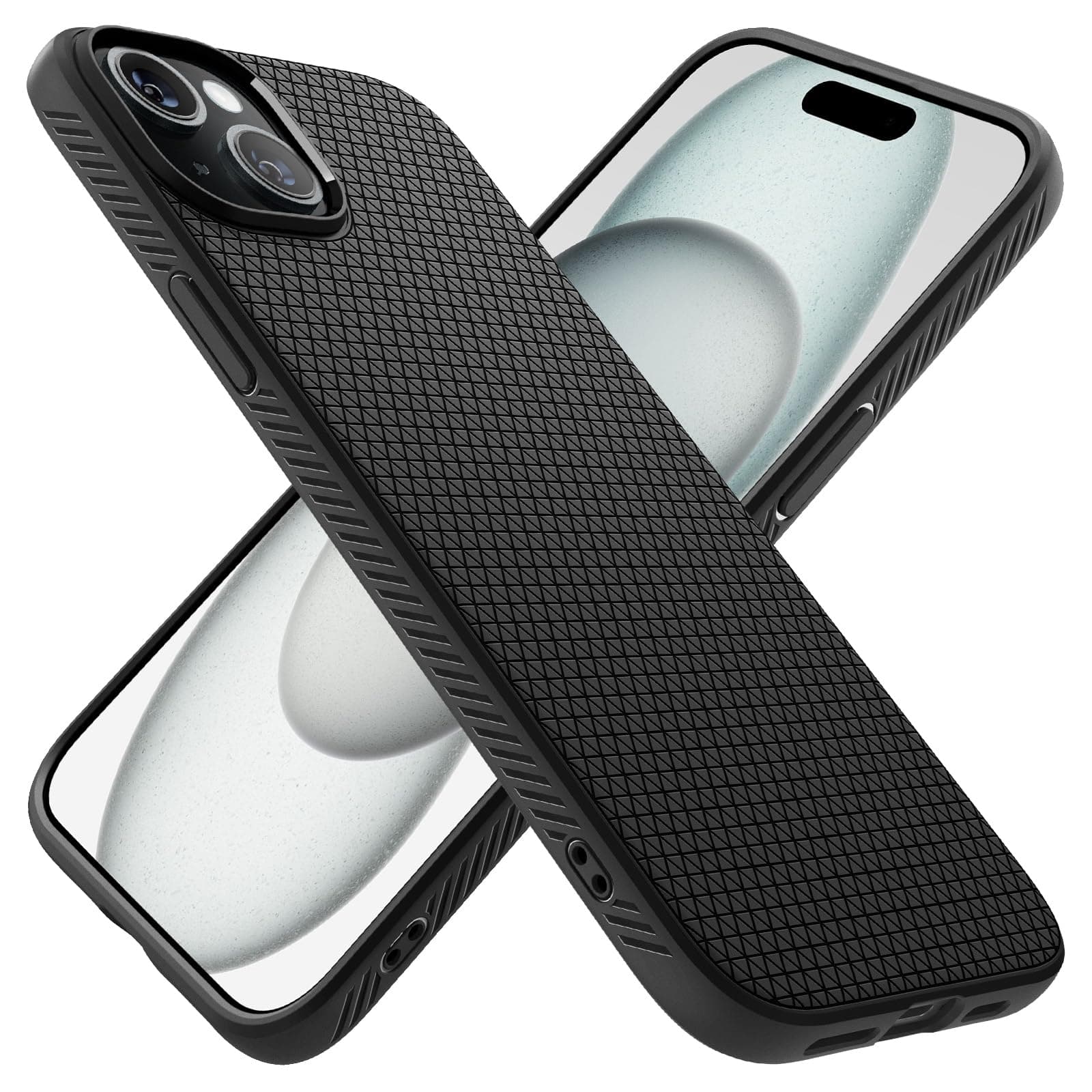 Spigen Liquid Air Back Cover Case for iPhone 15, Durable Protection, Air Cushion Technology - TPU | Matte Black
