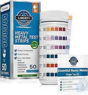 Liberty Gold Standard© Essential Heavy Metals Water Test for Drinking Water - 6 in 1 Heavy Metals Water Test Strips - Lead, Mercury, Chromium, Magnesium, Cadmium, Calcium with 50 Test Strips