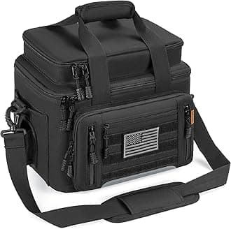 Fishing Tackle Bag, Water-resistant Fishing Gear Bag for Saltwater & Freshwater, Large Soft Tackle Box with Padded Shoulder Strap & Handle & Non-Slip Base Black (Tray Not Included)