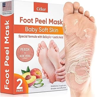 Foot Peel Mask - Foot Mask for Baby Soft Skin - Remove Dead Skin, Dry, Cracked Feet & Callus, Foot Spa, Made with Aloe Vera Extract for Women and Men (2 Pairs Peach)
