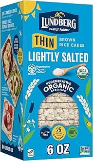 Organic Thin Stackers, Brown Rice, Lightly Salted, Thin Rice Cakes, Gluten-Free, Vegan, Healthy Snacks, 6 Oz
