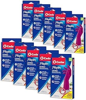 PLAYTEX Living Reuseable Rubber Cleaning Gloves Medium, Premium Protection Reusable Household Gloves (Pack of 10)