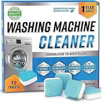 Washing Machine Cleaner Descaler - Deep Cleaning Tablets For HE Front Loader & Top Load Washer,Clean Inside Drum And Laundry Tub Seal (Washing Machine Cleaner Tablets - 12 Pack)