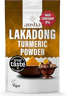 Ausha Lakadong Turmeric Powder 200g - 8-9% High Curcumin Double Strength - 1* GREAT TASTE AWARD 2025- Use in Turmeric Shot, Cooking, Latte, Tea, Juices, Smoothies