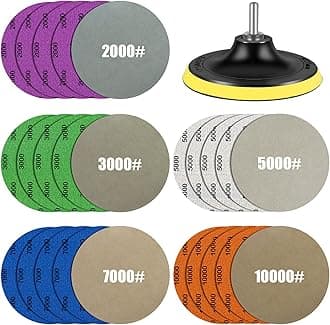 Water Grit Sandpaper 2000/3000/5000/7000/10000 and 5-inch Backing Pad Set, Wet Dry Electric Hook &Loop Sanding Disc with Pad, Grinding Abrasive Paper and Orbital Sander Polisher