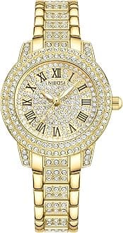 Women Wrist Watches Analog Rose Gold Dial Women's Watch for Girls&Miss&Ladies Diamond Studded with Stylish Girlfriend Watches