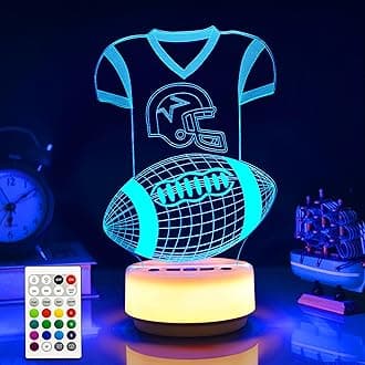 Football Gifts Night Light for Kids-Sports Footballs Decor Bedside Lamp for Football Fan, 14 Color with Remote Control/Buttons + Timer + Dim Function, Birthday Holiday Gift for Boys & Girls