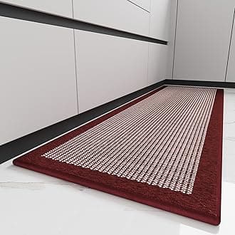 PADOORPADOOR Kitchen Mats for Floor, Kitchen Rugs Non Slip Washable, Rubber Backed Christmas Kitchen Runner Super Absorbent Xmas Kitchen Floor Mat Sink Rug, 20”x47” Red