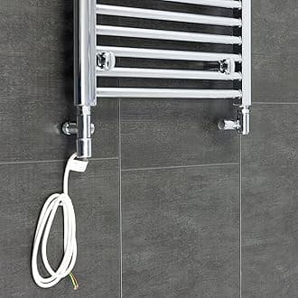 Dual Fuel Valve and Rica Electric Towel Rail Radiator Element Single Heat Heater (250w + Valves)