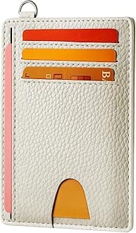 Slim Wallet, Credit Card Holder for Women, Minimalist Front Pocket RFID Blocking Card Cases, Small Wallet Women Men(Litchi Beige)