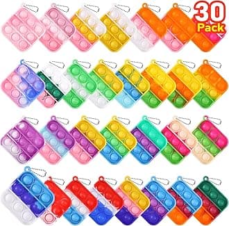 Kids Party Favors Fidget Toys Bulk 30 Pack Mini Pop Fidget Keychain Its Birthday Party Favors for Kids 4-8,8-12 Small Christmas Classroom Prizes It Student Gifts for Students Goodie Bag Stuffers