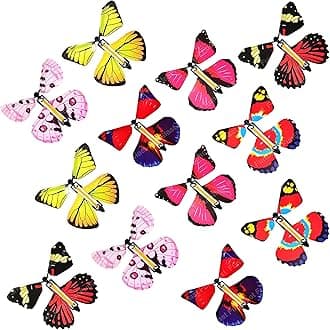 FunBlast Flying Butterfly Toy, Magic Wind up Butterflies Toys, Colourful Butterflies Toys for Boys/Girls, Plastic Flying Butterfly for Kids, Fairy Toy for Girls/Boys- Multicolour (Pack of 12)
