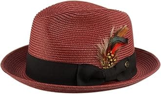 Men's Premium Straw Porkpie Fedora Hat