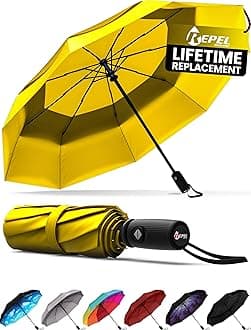 REPEL Windproof Travel Umbrella - Compact & Withstands Winds up to 85MPH , Strongest Premium Auto Folding Umbrella for Rain and Sun - Durable, Light & Portable for Women & Men , Fits Backpack & Cars