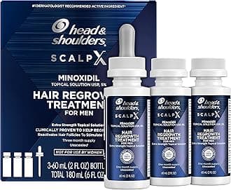 Head & Shoulders Scalp X 5% Minoxidil Hair Regrowth 2x Daily Leave-On Treatment for Men's Thinning Hair & Hair Loss, 3-Month Supply, 2 Fl Oz Each, (Set of 3)