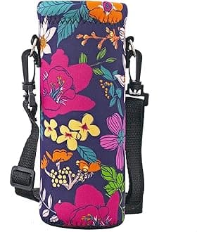 AUPET Water Bottle Carrier, Insulated Neoprene Water Bottle Holder Bag Case Pouch Cover 1000 ml or 750 ml, Adjustable Shoulder Strap, Great for Stainless Steel and Plastic Bottles