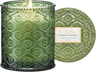 Pine & Pomegranate Candle | Lemon, Pomegranate & Pine | 6 oz Natural Soy Wax | 40 Hours Clean Burn | Gift-Ready for Hosts, Gatherings | Elegant Home Décor
