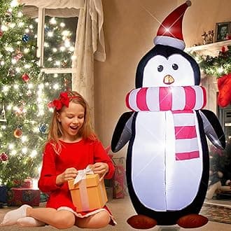 6 Foot Christmas Inflatable Penguin with LED Lights Decoration，Cute Christmas Indoor Outdoor Blow up Penguin Decoration-WM-16 Christmas Tree Decoration